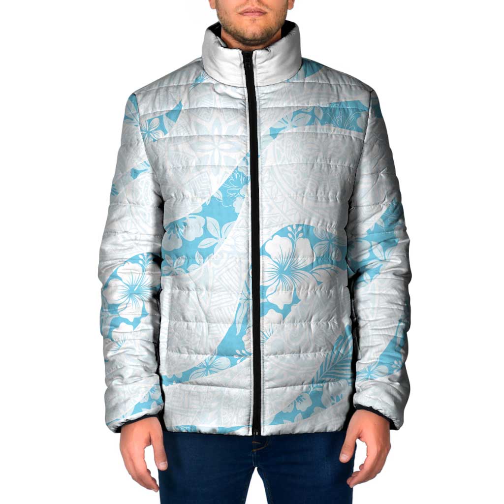 Aloha Hawaii Floral Tapa Padded Jacket Patchwork Turquoise - Polynesian Pride