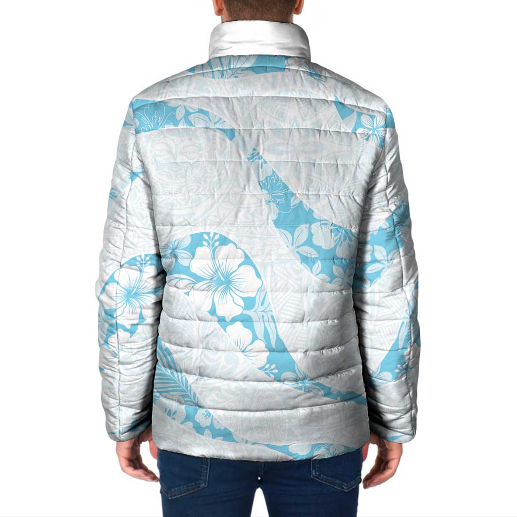 Aloha Hawaii Floral Tapa Padded Jacket Patchwork Turquoise - Polynesian Pride