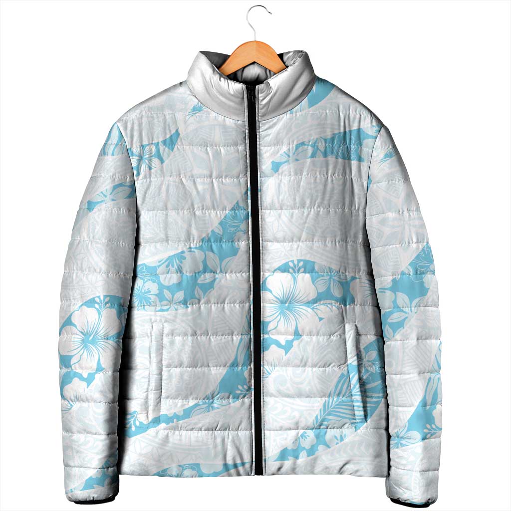 Aloha Hawaii Floral Tapa Padded Jacket Patchwork Turquoise - Polynesian Pride