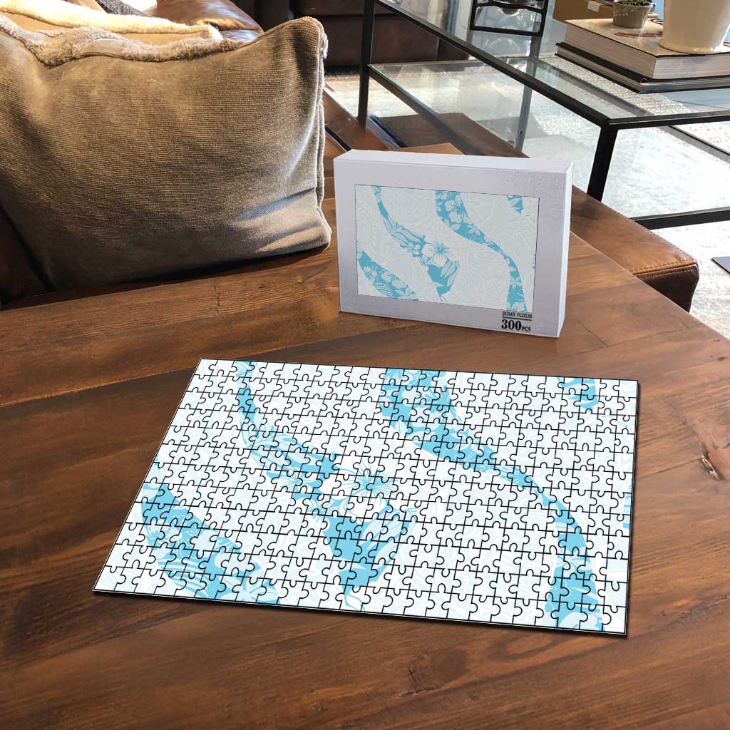 Aloha Hawaii Floral Tapa Puzzle Patchwork Turquoise - Polynesian Pride