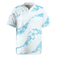 Aloha Hawaii Floral Tapa Rugby Jersey Patchwork Turquoise - Polynesian Pride