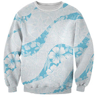 Aloha Hawaii Floral Tapa Sweatshirt Patchwork Turquoise - Polynesian Pride