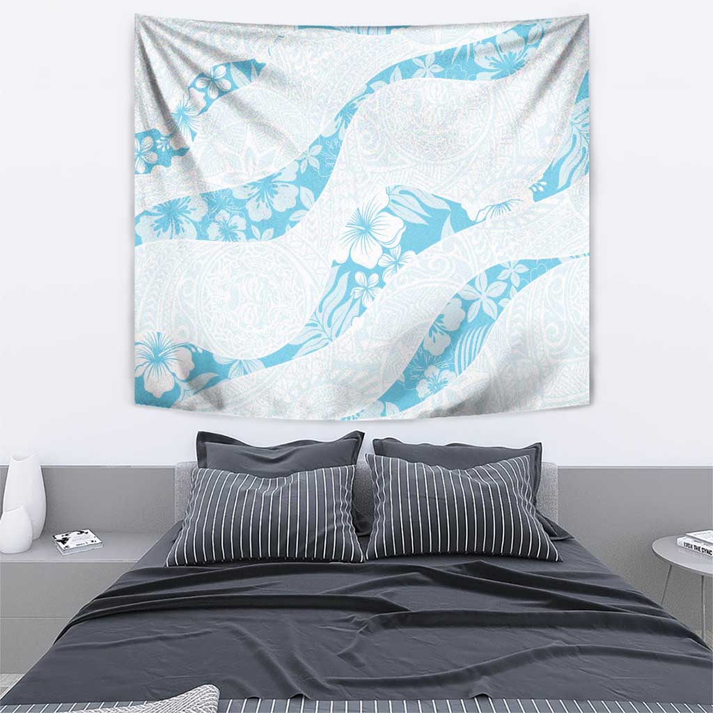 Aloha Hawaii Floral Tapa Tapestry Patchwork Turquoise - Polynesian Pride