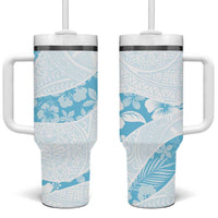 Aloha Hawaii Floral Tapa Tumbler With Handle Patchwork Turquoise - Polynesian Pride