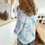 Aloha Hawaii Floral Tapa Women Casual Shirt Patchwork Turquoise - Polynesian Pride