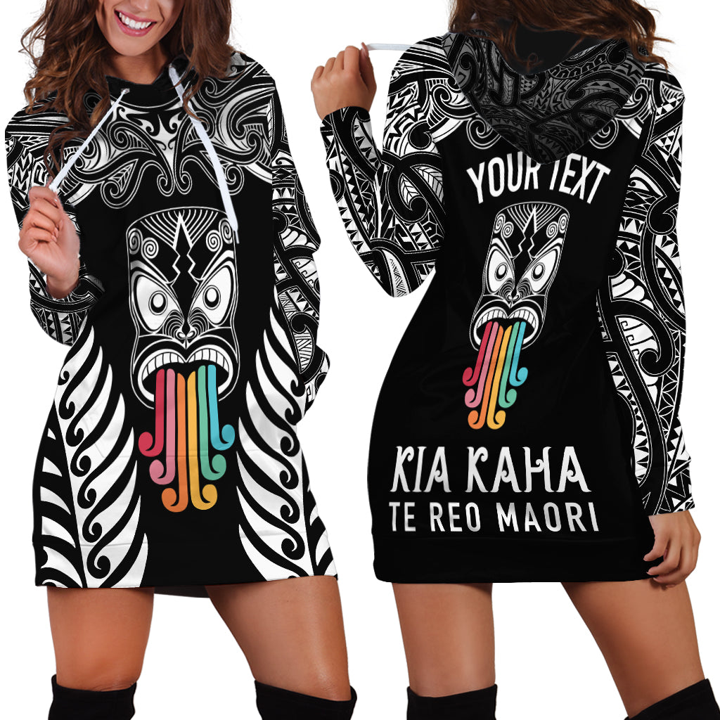 personalised-kia-kaha-te-reo-maori-hoodie-dress-hei-tiki-mix-koru-black