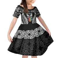 personalised-kia-kaha-te-reo-maori-kid-short-sleeve-dress-hei-tiki-mix-koru-black