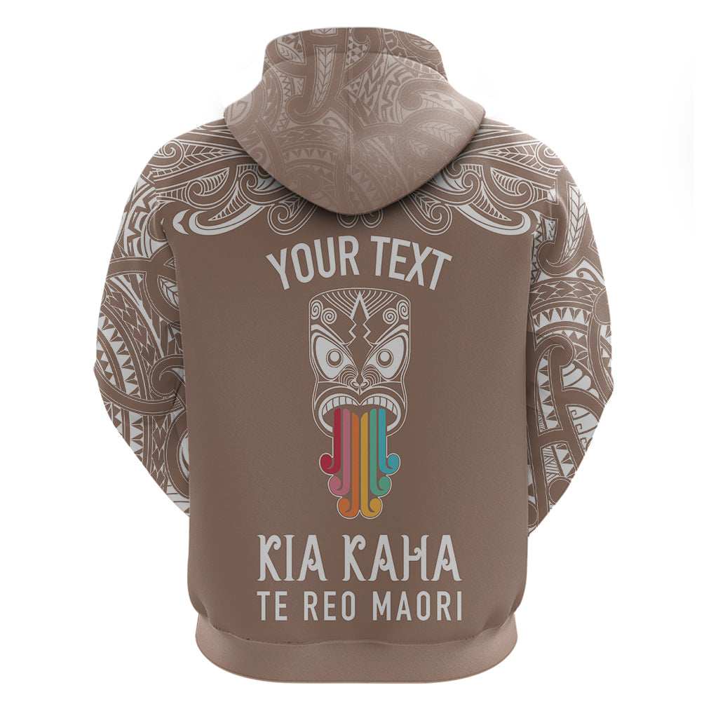 Personalised Kia Kaha Te Reo Maori Hoodie Hei Tiki Mix Koru - Brown LT7 - Polynesian Pride