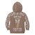 Personalised Kia Kaha Te Reo Maori Kid Hoodie Hei Tiki Mix Koru - Brown LT7 - Polynesian Pride