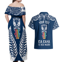 personalised-kia-kaha-te-reo-maori-couples-matching-off-shoulder-maxi-dress-and-hawaiian-shirt-hei-tiki-mix-koru-navy-blue