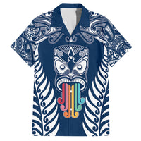 Personalised Kia Kaha Te Reo Maori Family Matching Puletasi Dress and Hawaiian Shirt Hei Tiki Mix Koru - Navy Blue LT7 Dad's Shirt - Short Sleeve Navy - Polynesian Pride