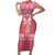 personalised-kia-kaha-te-reo-maori-family-matching-short-sleeve-bodycon-dress-and-hawaiian-shirt-hei-tiki-mix-koru-pink