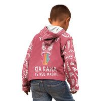 Personalised Kia Kaha Te Reo Maori Kid Hoodie Hei Tiki Mix Koru - Pink LT7 - Polynesian Pride
