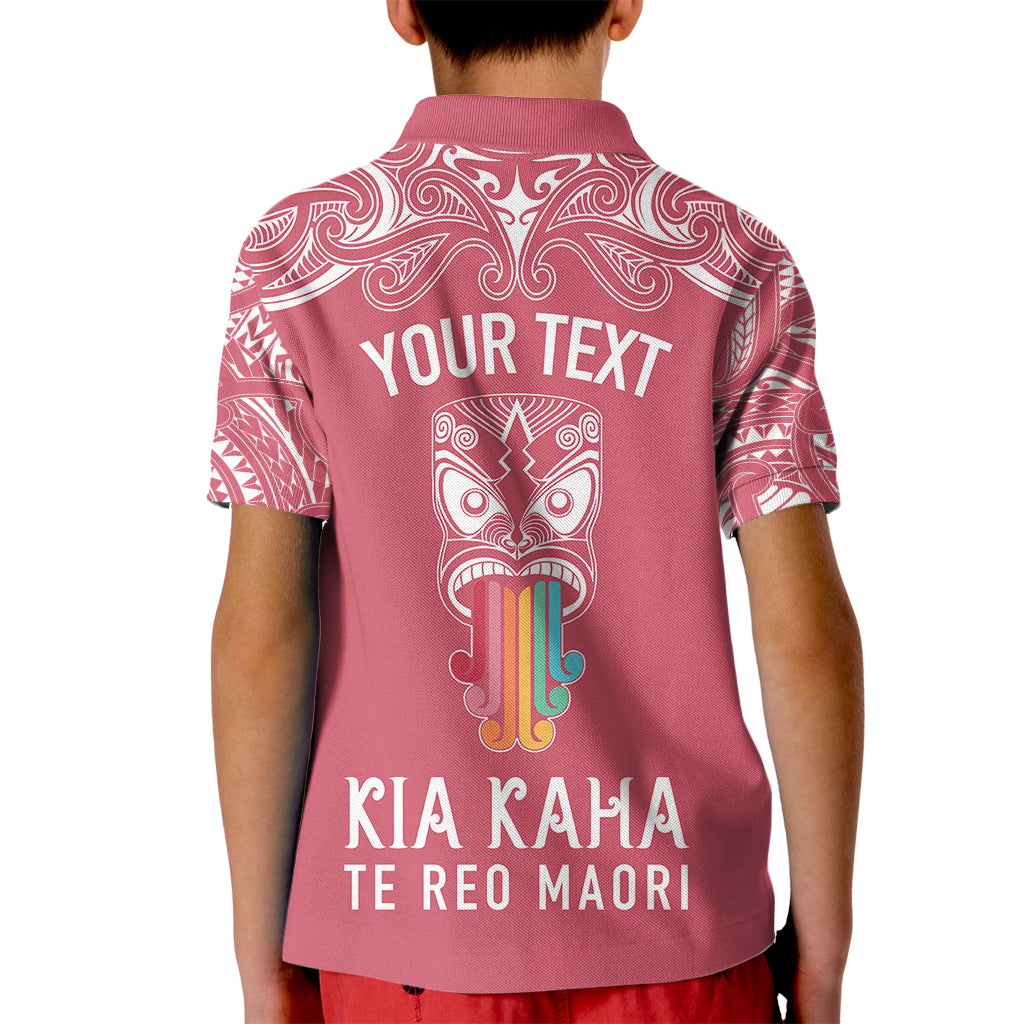 Personalised Kia Kaha Te Reo Maori Kid Polo Shirt Hei Tiki Mix Koru - Pink LT7 - Polynesian Pride