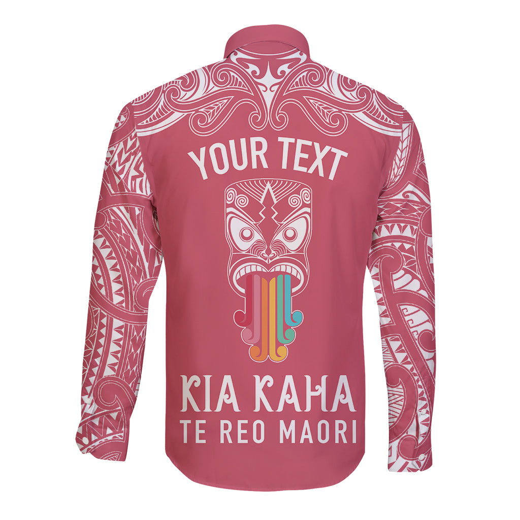 personalised-kia-kaha-te-reo-maori-long-sleeve-button-shirt-hei-tiki-mix-koru-pink