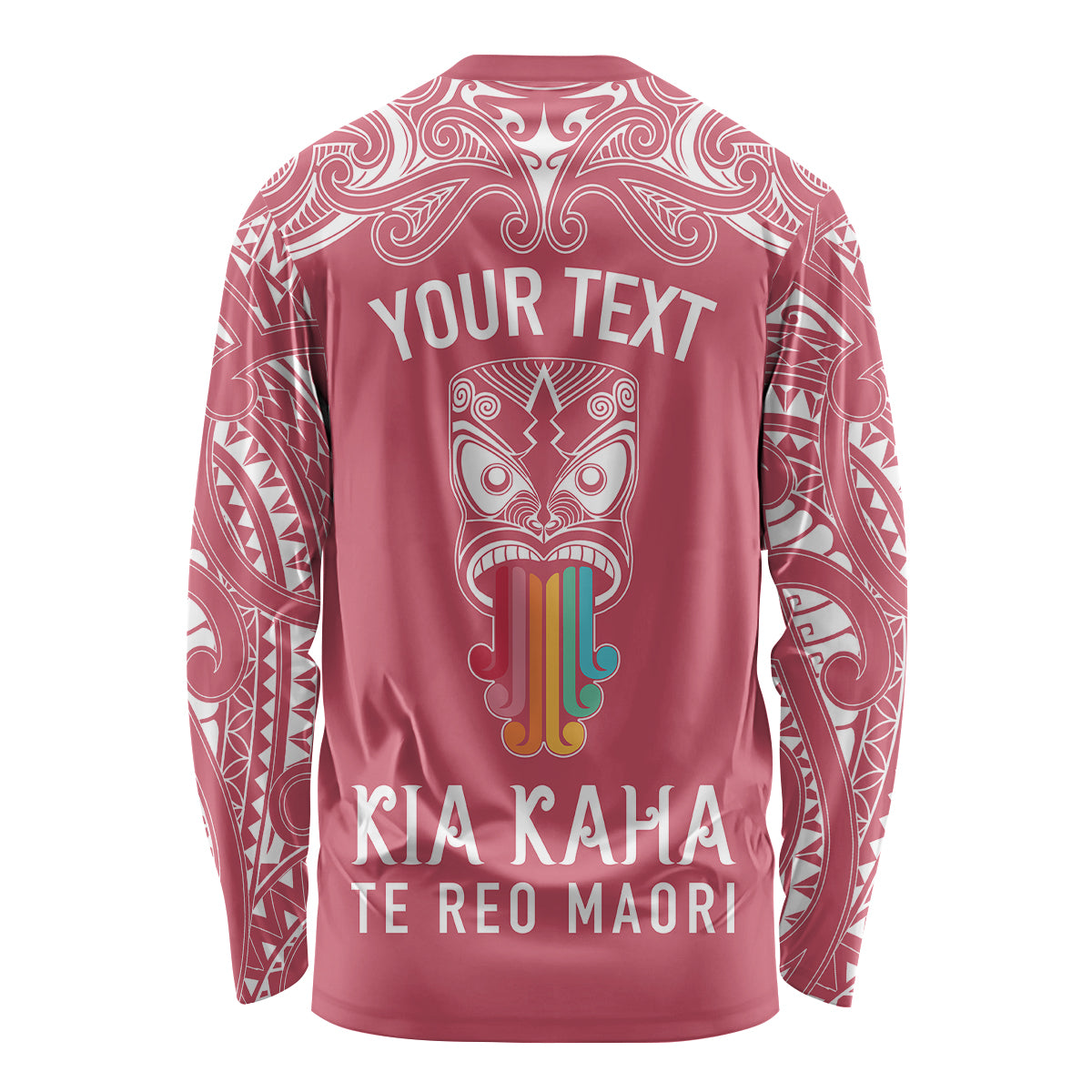 personalised-kia-kaha-te-reo-maori-long-sleeve-shirt-hei-tiki-mix-koru-pink