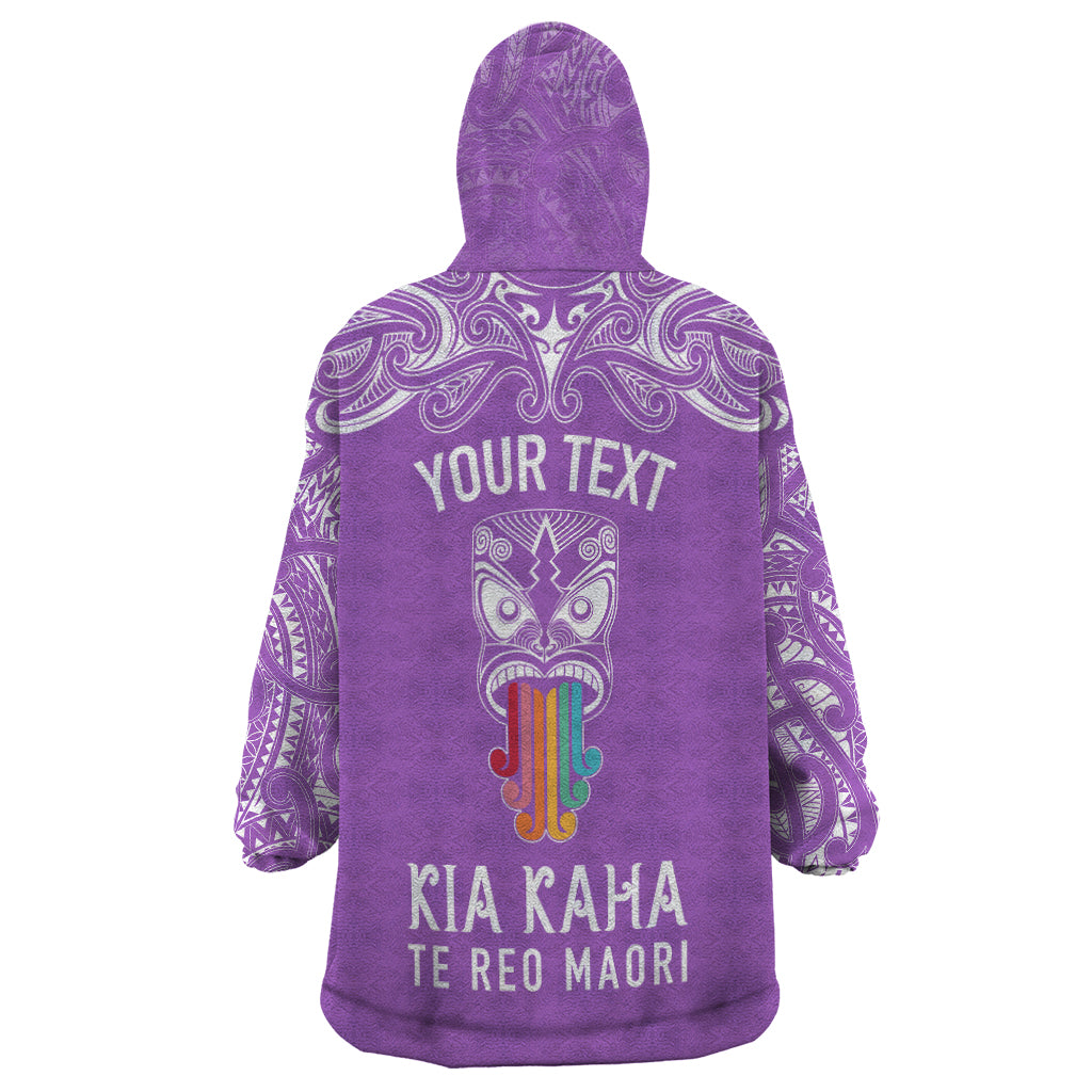personalised-kia-kaha-te-reo-maori-wearable-blanket-hoodie-hei-tiki-mix-koru-purple