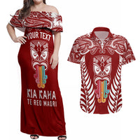 personalised-kia-kaha-te-reo-maori-couples-matching-off-shoulder-maxi-dress-and-hawaiian-shirt-hei-tiki-mix-koru-red