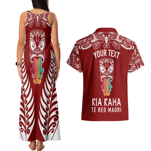 Personalised New Zealand Te Reo Maori Family Matching Mermaid Dress and Hawaiian Shirt Kia Kaha Maori Language Week Gold Style LT9