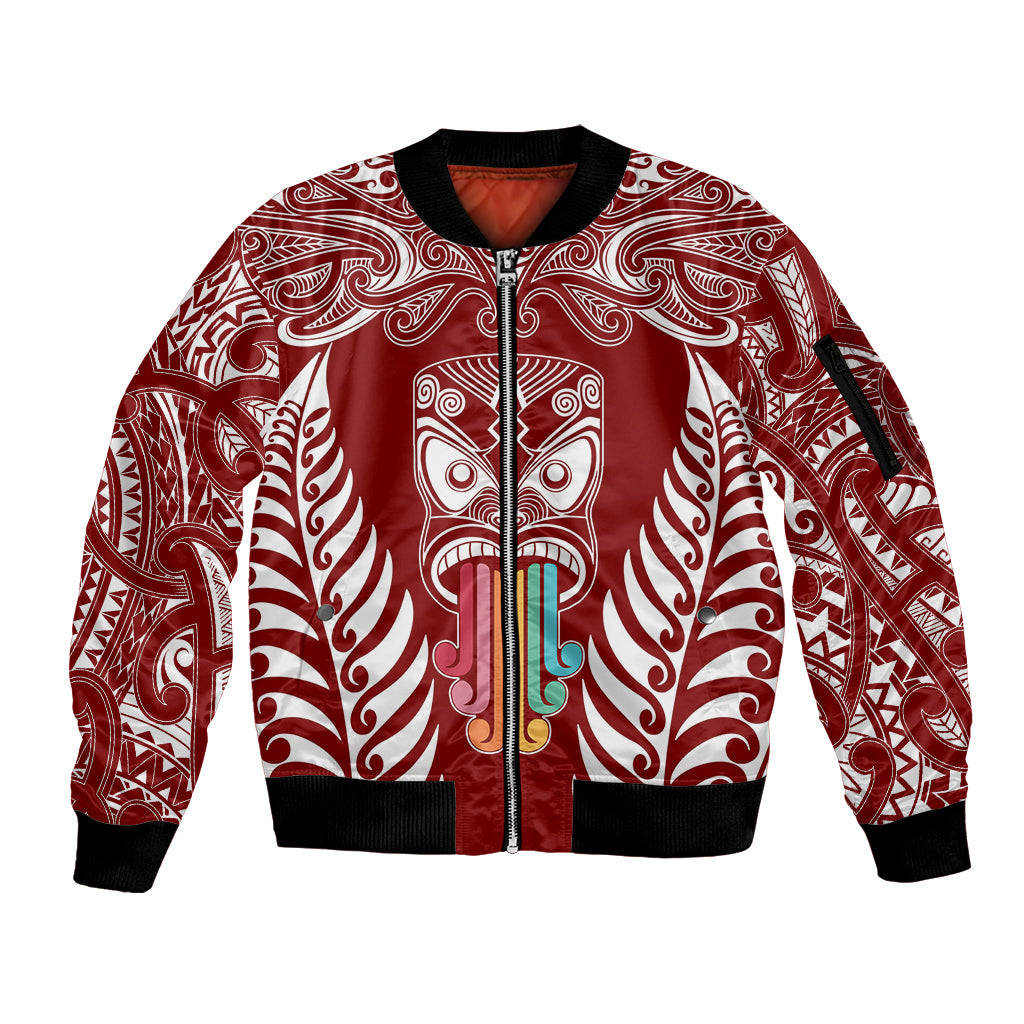 personalised-kia-kaha-te-reo-maori-sleeve-zip-bomber-jacket-hei-tiki-mix-koru-red