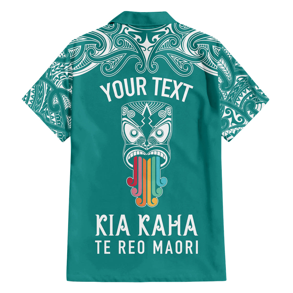 personalised-kia-kaha-te-reo-maori-family-matching-long-sleeve-bodycon-dress-and-hawaiian-shirt-hei-tiki-mix-koru-teal