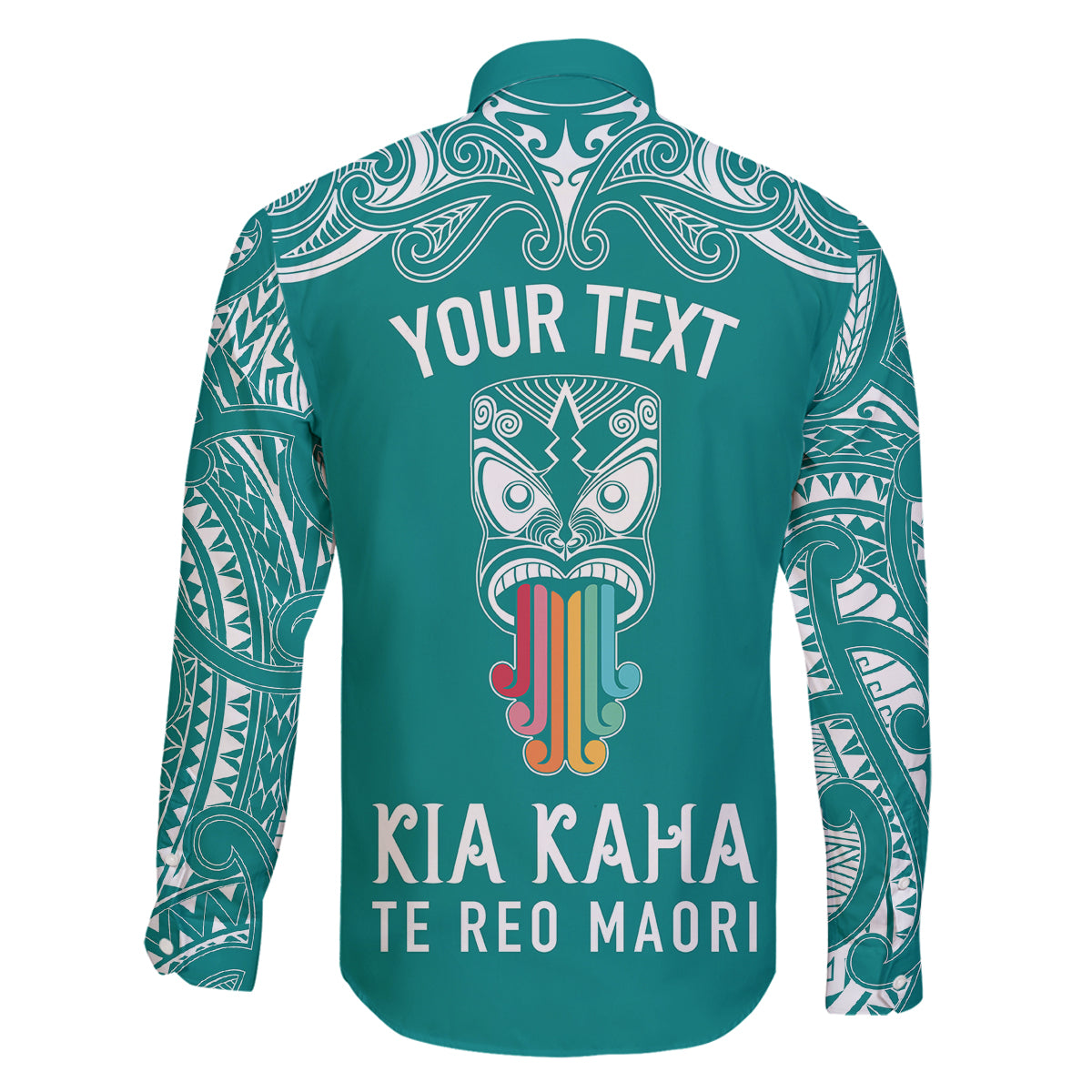 personalised-kia-kaha-te-reo-maori-family-matching-off-shoulder-maxi-dress-and-hawaiian-shirt-hei-tiki-mix-koru-teal