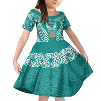 personalised-kia-kaha-te-reo-maori-kid-short-sleeve-dress-hei-tiki-mix-koru-teal