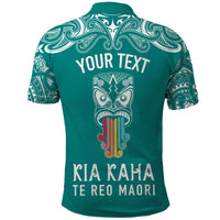 Personalised Kia Kaha Te Reo Maori Polo Shirt Hei Tiki Mix Koru - Teal LT7 - Polynesian Pride