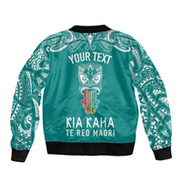 personalised-kia-kaha-te-reo-maori-sleeve-zip-bomber-jacket-hei-tiki-mix-koru-teal