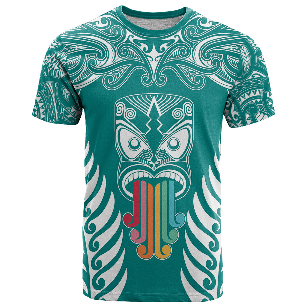 Personalised Kia Kaha Te Reo Maori T Shirt Hei Tiki Mix Koru - Teal LT7 Teal - Polynesian Pride