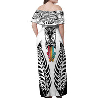 personalised-kia-kaha-te-reo-maori-family-matching-off-shoulder-maxi-dress-and-hawaiian-shirt-hei-tiki-mix-koru-white