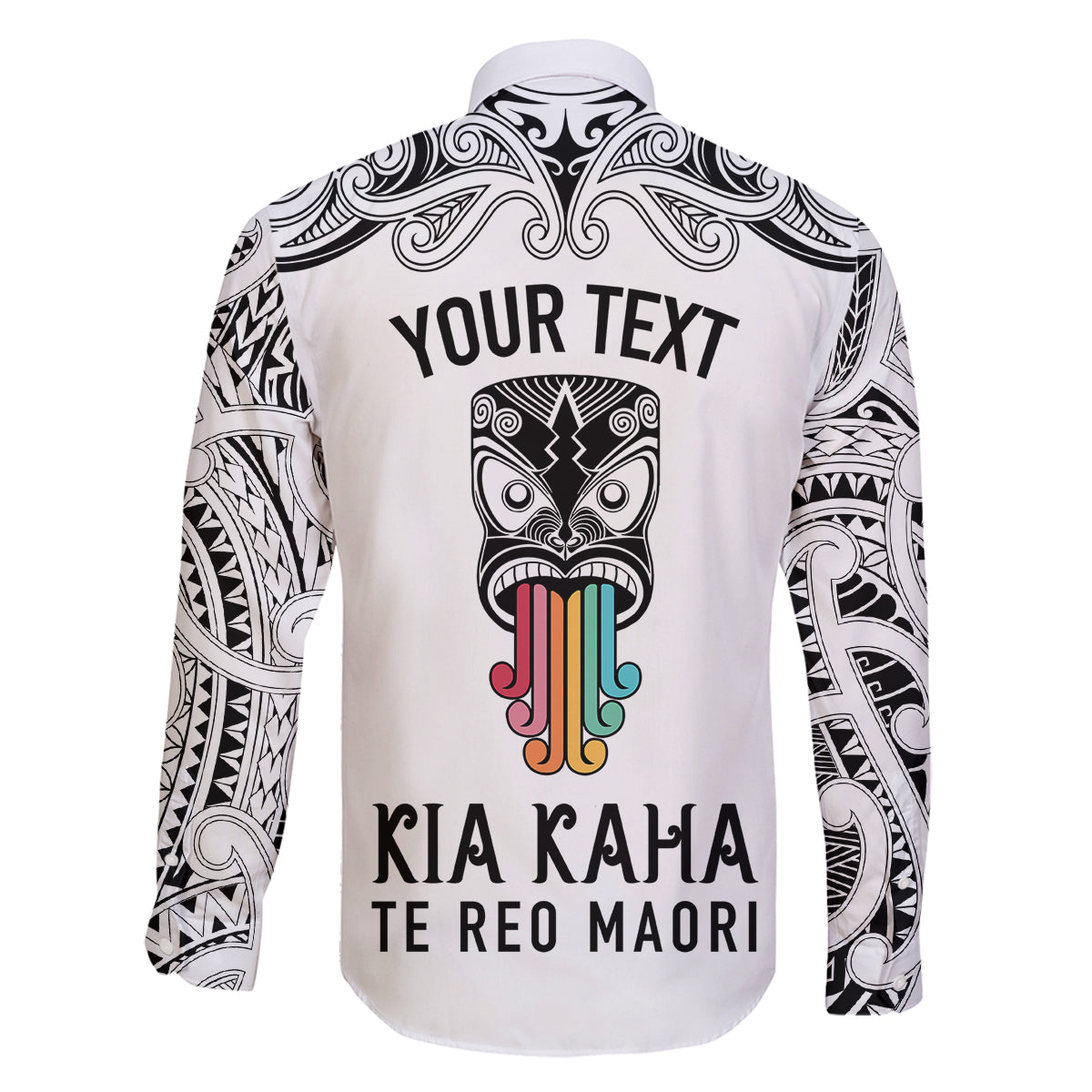personalised-kia-kaha-te-reo-maori-family-matching-tank-maxi-dress-and-hawaiian-shirt-hei-tiki-mix-koru-white