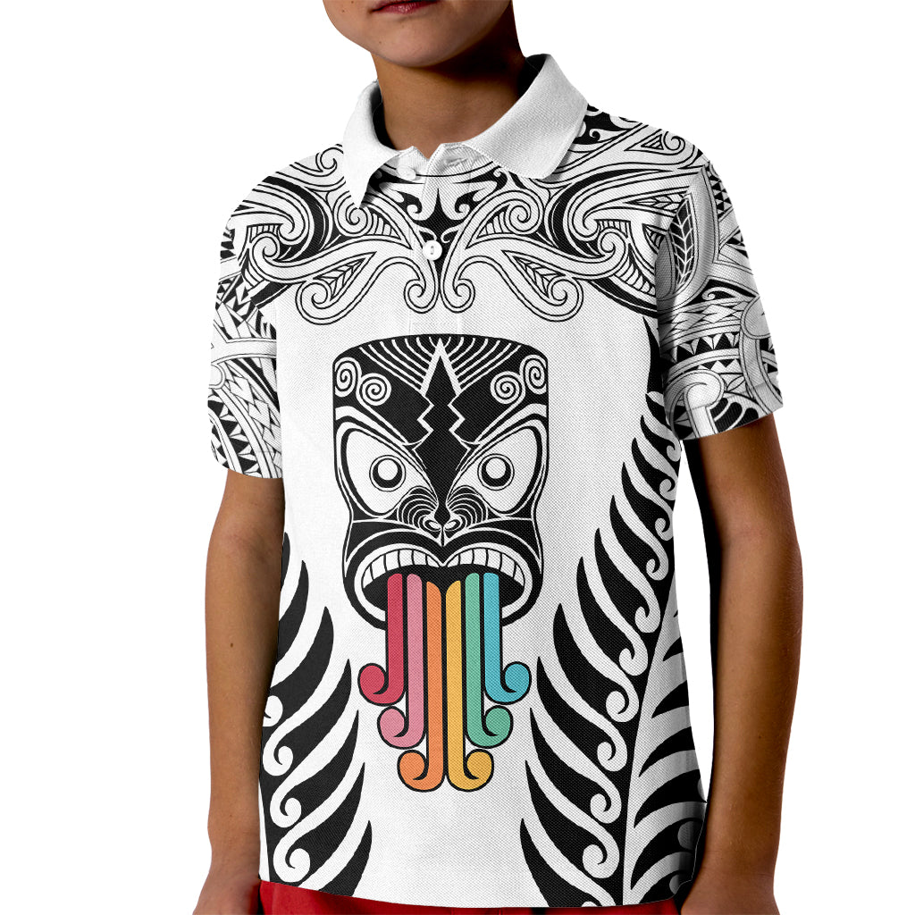 Personalised Kia Kaha Te Reo Maori Kid Polo Shirt Hei Tiki Mix Koru - White LT7 Kid White - Polynesian Pride