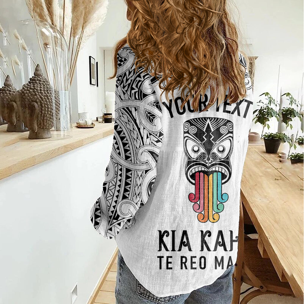 personalised-kia-kaha-te-reo-maori-women-casual-shirt-hei-tiki-mix-koru-white