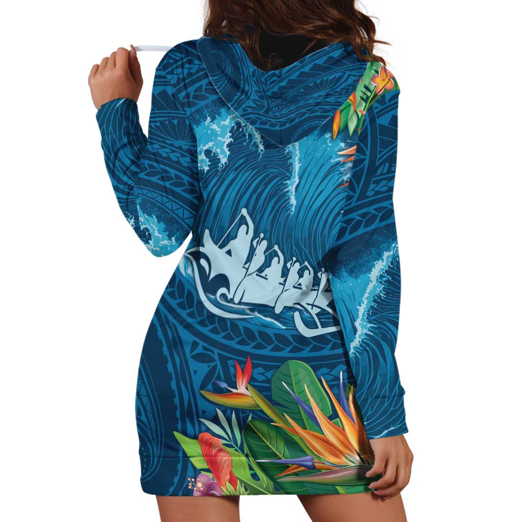 Outrigger Canoe Blue Hoodie Dress On The Waves LT7