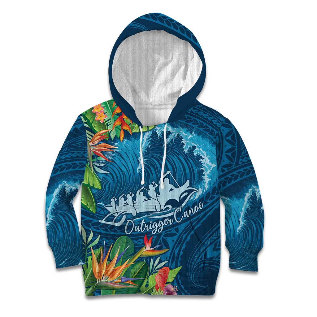 Outrigger Canoe Blue Kid Hoodie On The Waves LT7 Hoodie Blue - Polynesian Pride