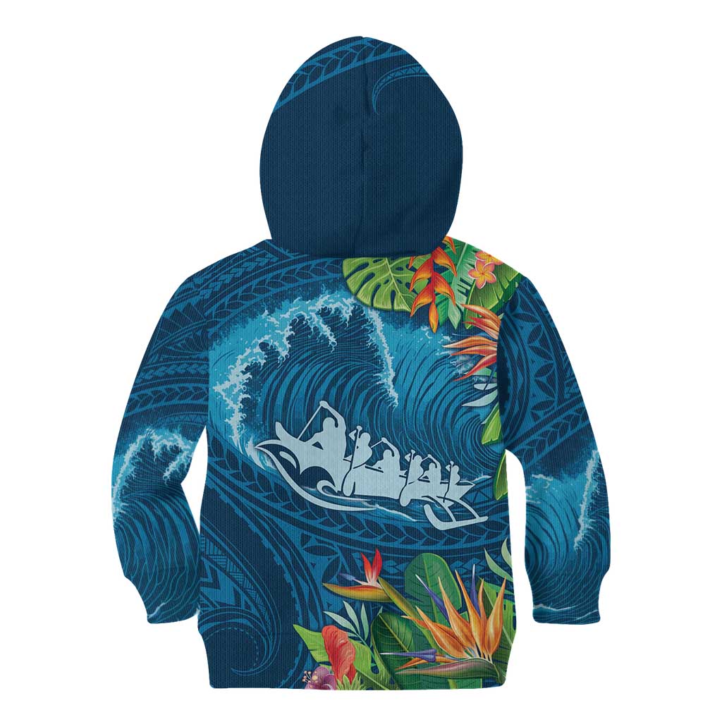 Outrigger Canoe Blue Kid Hoodie On The Waves