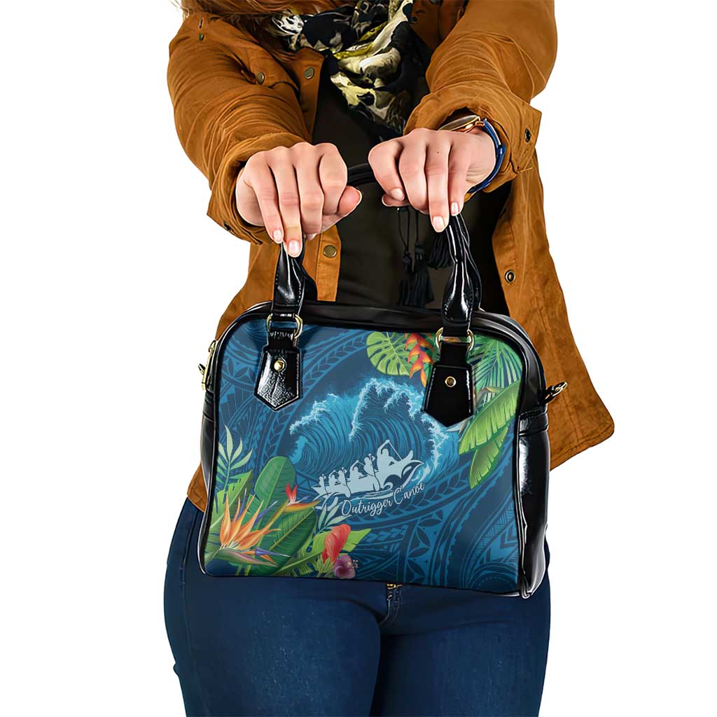 Outrigger Canoe Blue Shoulder Handbag On The Waves LT7 One Size Blue - Polynesian Pride