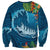 Outrigger Canoe Blue Sweatshirt On The Waves
