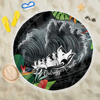 Outrigger Canoe Black Beach Blanket On The Waves