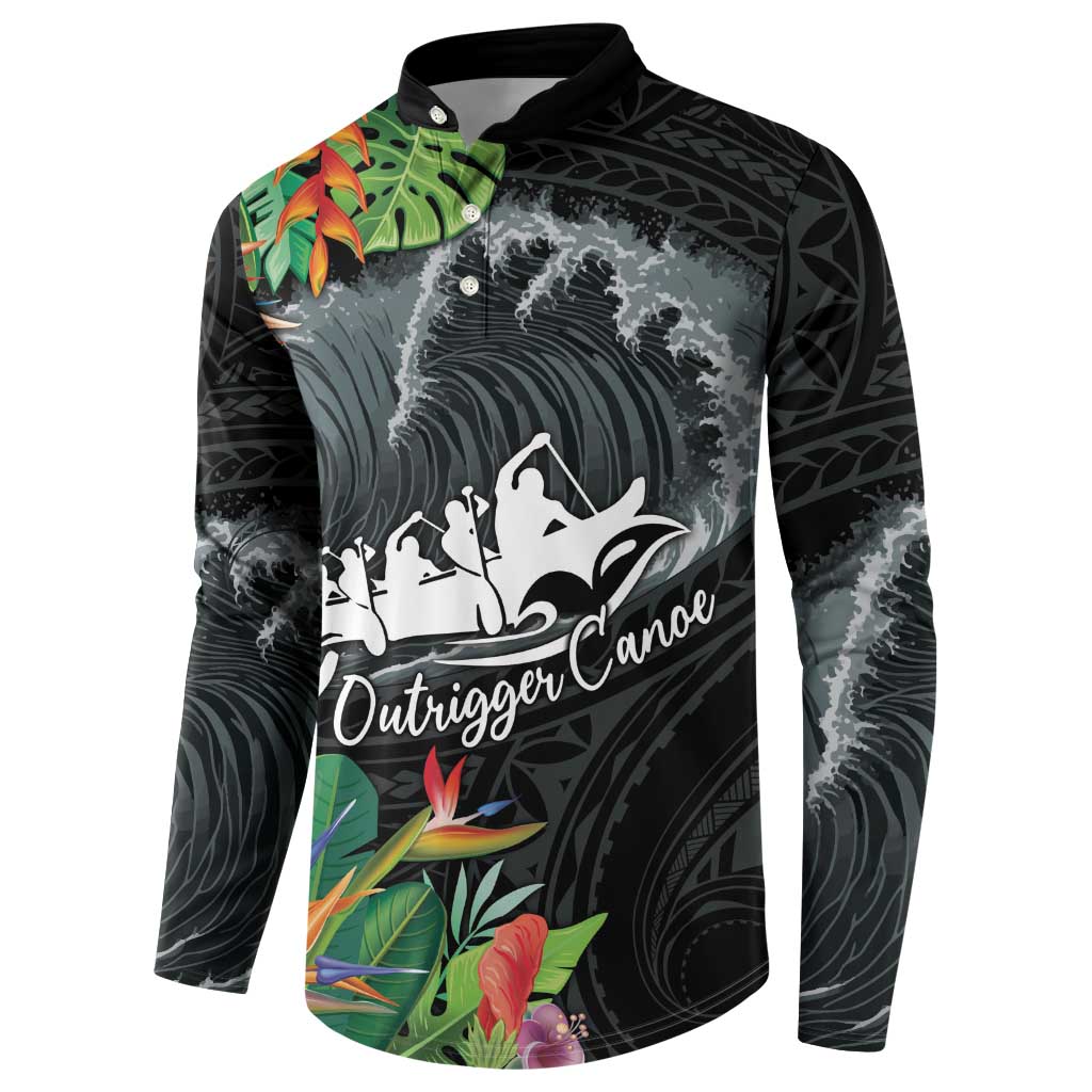 Outrigger Canoe Black Button Sweatshirt On The Waves