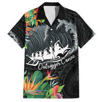 Outrigger Canoe Black Family Matching Tank Maxi Dress and Hawaiian Shirt On The Waves