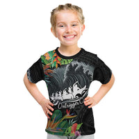 Outrigger Canoe Black Kid T Shirt On The Waves