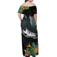 Outrigger Canoe Black Off Shoulder Maxi Dress On The Waves