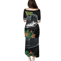 Outrigger Canoe Black Puletasi On The Waves