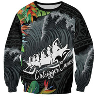 Outrigger Canoe Black Sweatshirt On The Waves