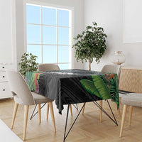 Outrigger Canoe Black Tablecloth On The Waves