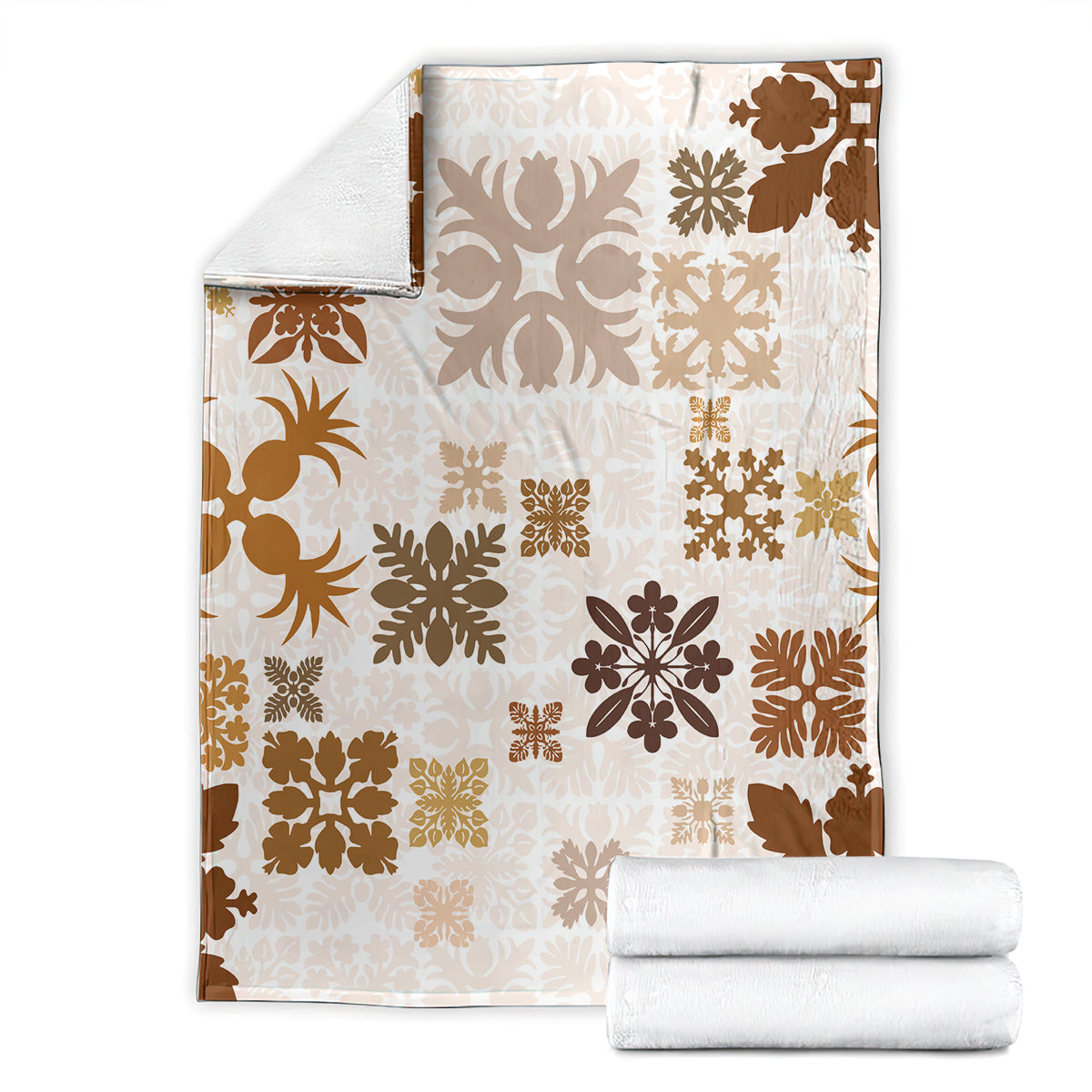 Vintage Hawaii Blanket Hawaiian Quilt Kapa Mismatch Beige LT7 - Polynesian Pride