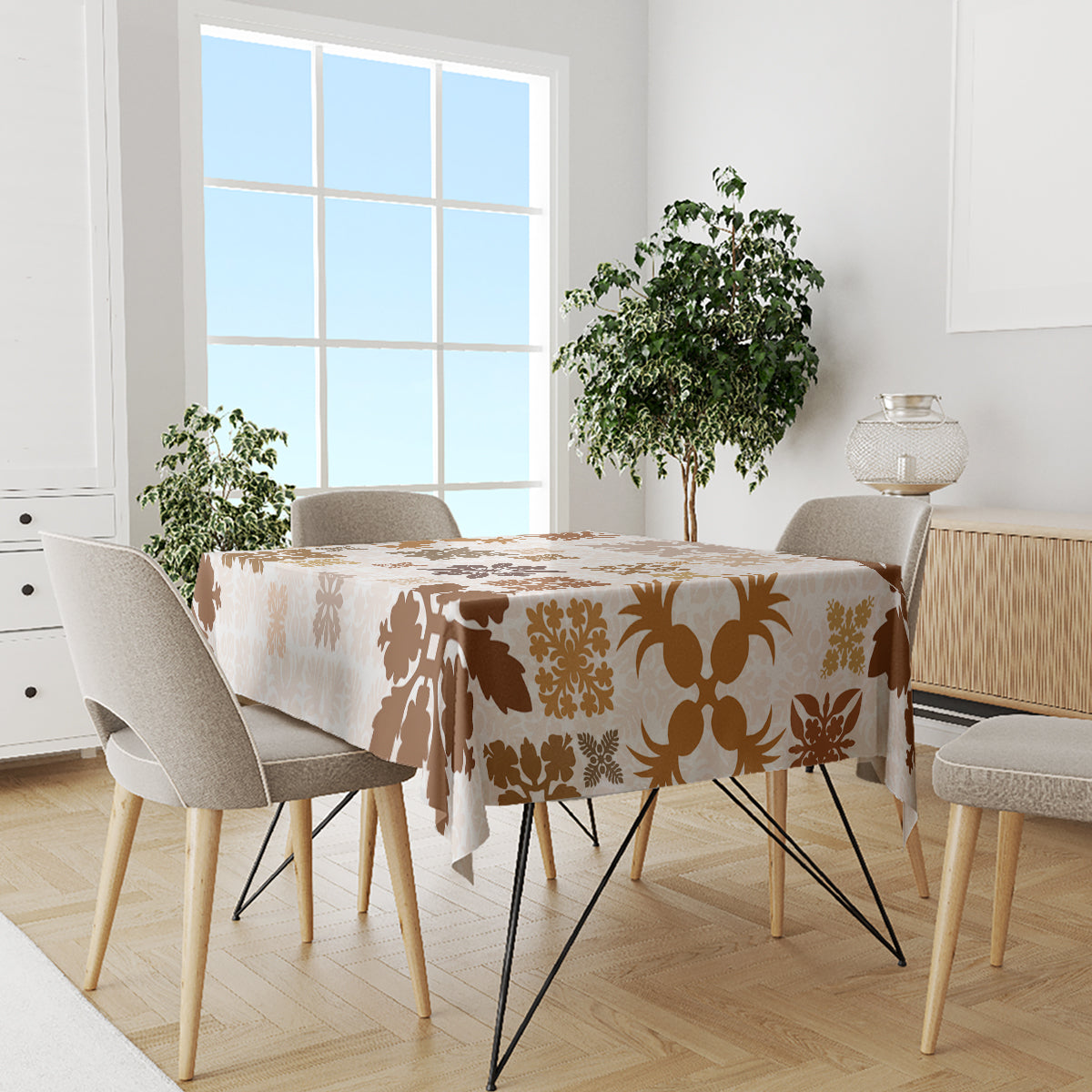 Vintage Hawaii Tablecloth Hawaiian Quilt Kapa Mismatch Beige LT7 - Polynesian Pride