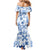 Vintage Hawaii Mermaid Dress Hawaiian Quilt Kapa Mismatch Blue LT7 - Polynesian Pride